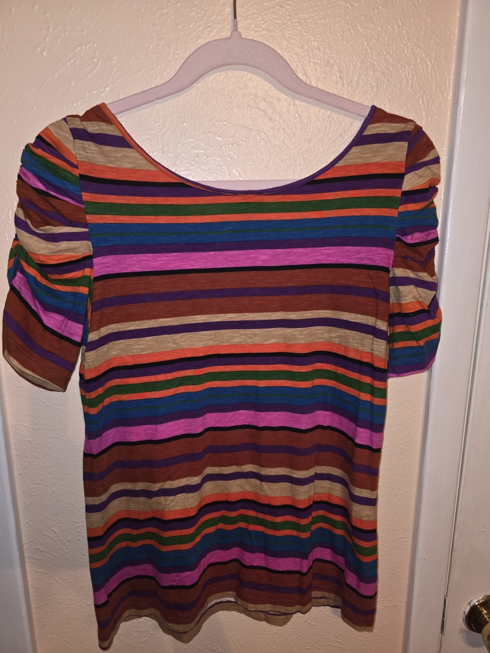 Porridge Anthropologie Multicolor Striped Puff Sleeve Knit Top L